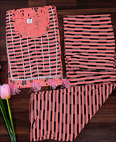 Cotton Gota Patti Peach Kurti Set